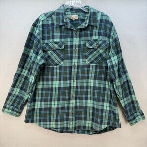Duluth Trading Co. Plaid Flannel Shirt Shacket Men's XL Green Blue Black Fall
